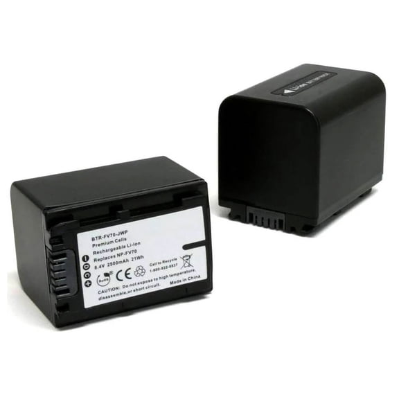 Replacement for Sony DCR-SR68 Battery (2-Pack, 2500mAh)