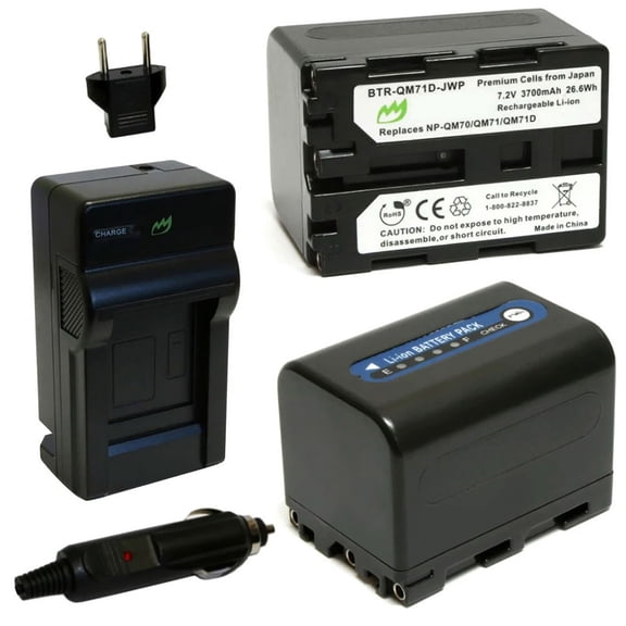 Replacement for Sony DCR-TRV22 Battery (2-Pack, 3700mAh) and Charger
