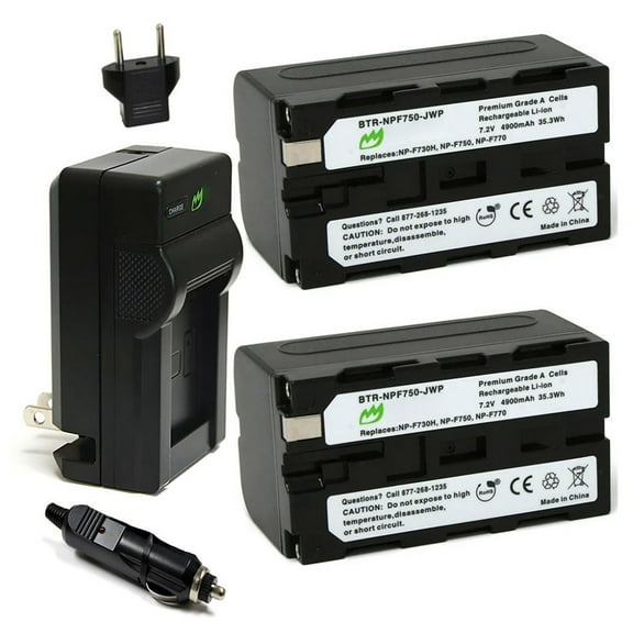 Replacement for Sony HeadONE v2 (Bracket Not Included) Battery (2-Pack, 4900mAh) and Charger