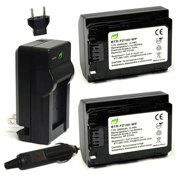 Replacement for Sony ILME-FX3 Battery (2-Pack, 2000mAh) and Charger