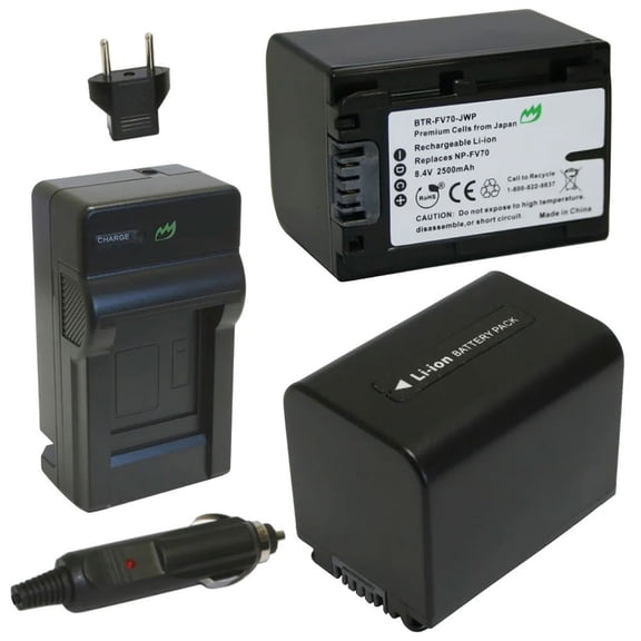 Replacement for Sony NEX-VG900 Battery (2-Pack, 2500mAh) and Charger