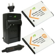Replacement for Sony NP-BN1 Battery 2-Pack, 1200mAh and Charger with Car Adapter