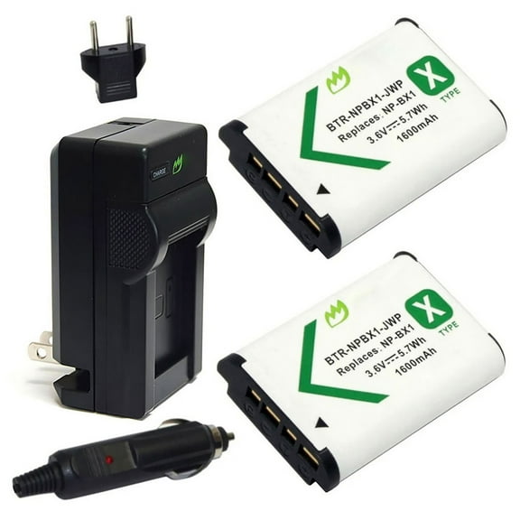 Replacement for Sony NP-BX1 Battery (2-Pack, 1600mAh) and Charger