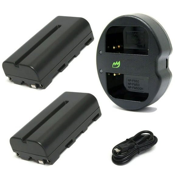 Replacement for Sony NP-F330 Battery (2-Pack, 2600mAh, L-Series) and Dual Charger