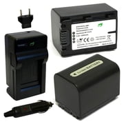 Replacement for Sony NP-FH60 Battery 2-Pack, 2400mAh and Charger with Car Adapter