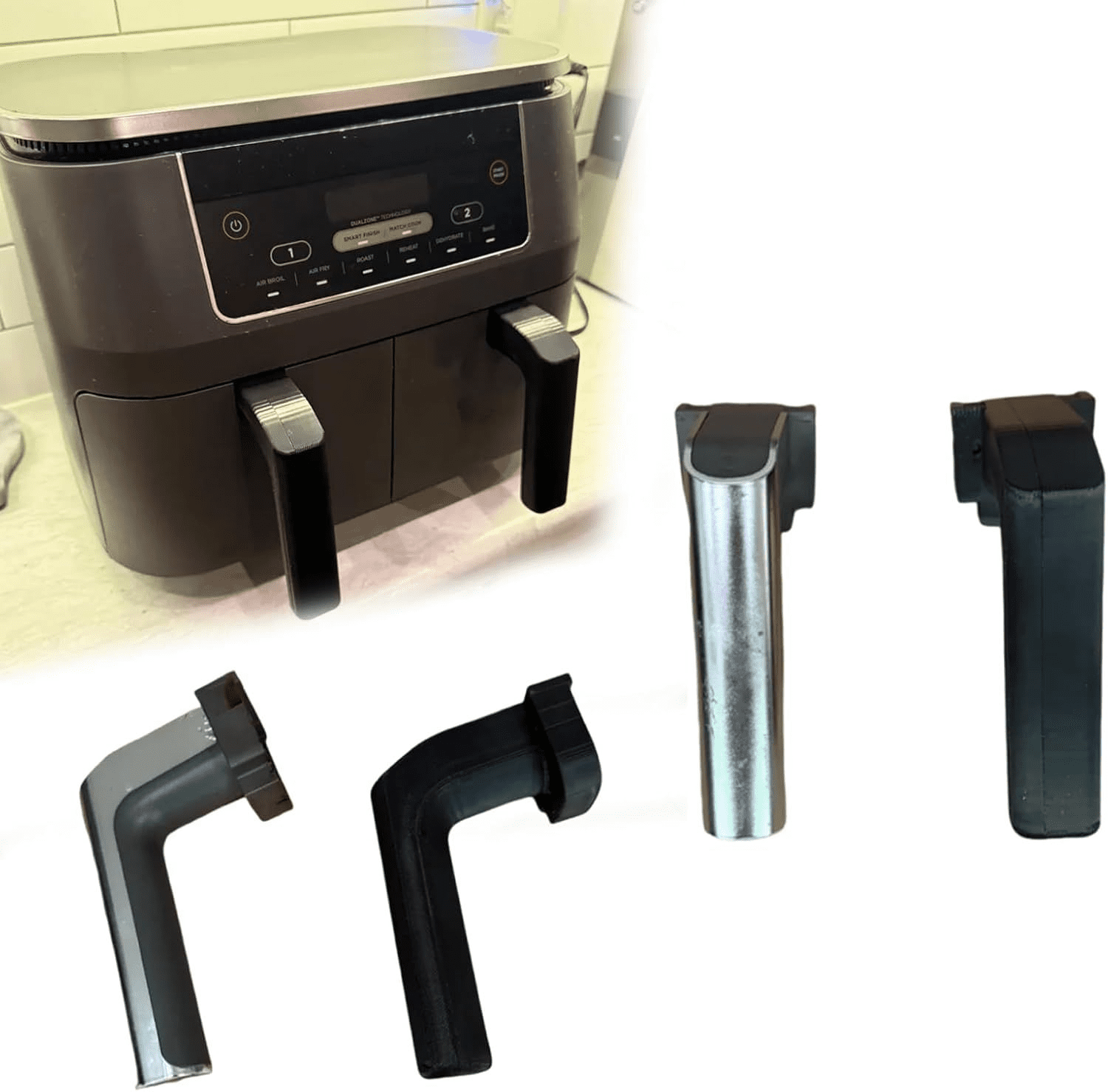 Replacement handles for Ninja Foodi air fryer Two-piece set Black Durable and easy to install Compatible with Ninja Foodi models-2Pcs