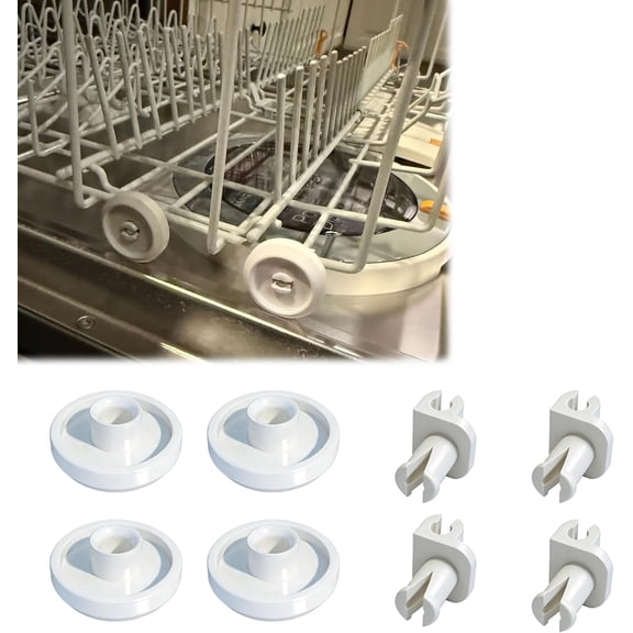 Replacement rollers and brackets for Miele dishwashers - 4-pack, original parts replacements, easy-to-repair rollers and frame kit for smooth gliding.