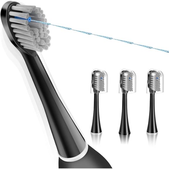Replacement water flosser heads, compatible with -/2.0-01, -02, 03 & -04 toothbrushes and combination heads (all black, 3 packs)
