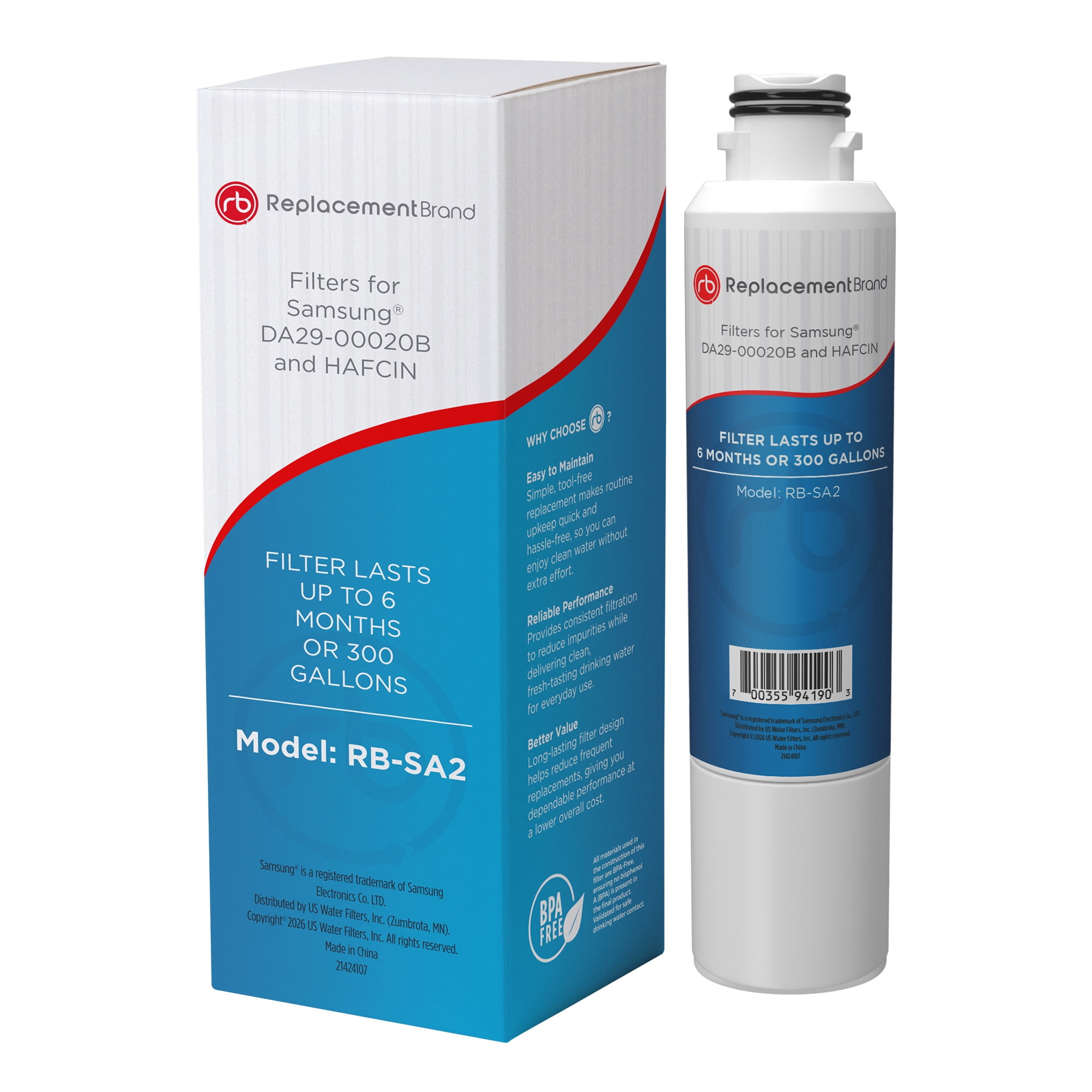 ReplacementBrand DA29-00020B Comparable Replacement for Samsung DA29-00020B HAF-CIN/EXP Aqua-Pire Plus Refrigerator Water Filter