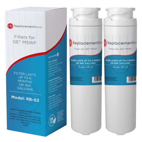 ReplacementBrand MSWF Comparable Replacement for GE MSWF SmartWater Refrigerator Water Filter 2 Pack