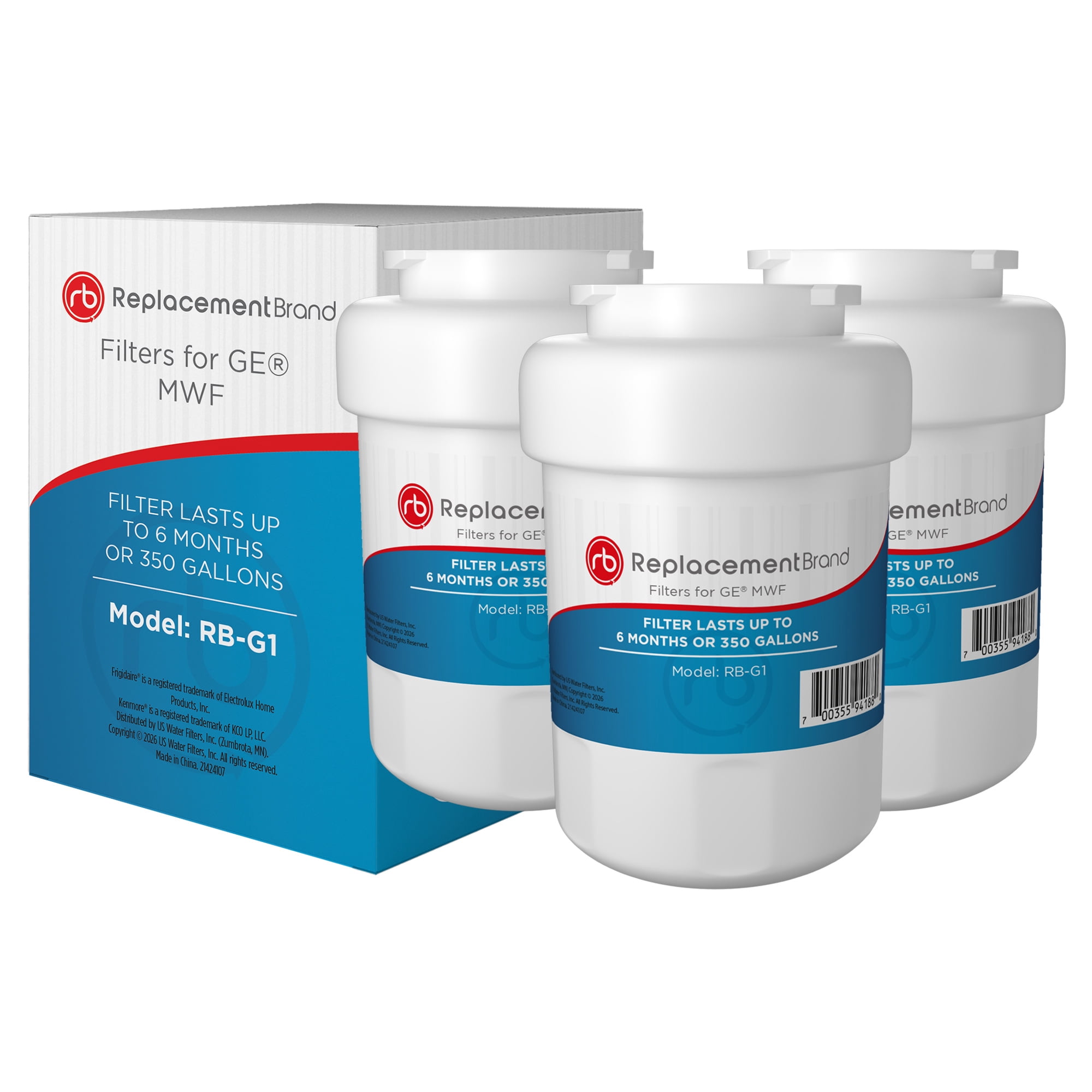 ReplacementBrand MWF Comparable Replacement for GE MWF SmartWater Refrigerator Water Filter 3 Pack