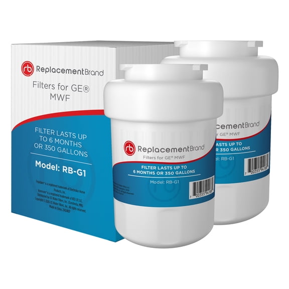 ReplacementBrand Refrigerator Water Filter Compatible with GE MWF SmartWater, MWFP, MWFA, GWF, GWFA, HWF, Kenmore 9991, 46-9991, 469991 - 2 Pack