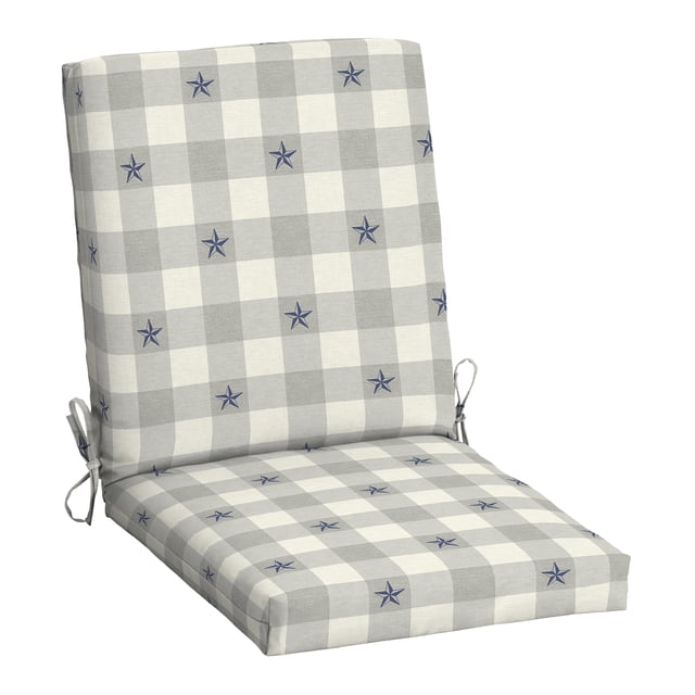 Mainstays 37"L x 19.5"W Tan Texas Gingham 1 Piece Rectangle Outdoor Chair Cushion