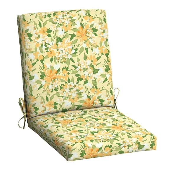 Mainstays 37"L x 19.5"W Yellow Floral 1 Piece Rectangle Outdoor Chair Cushion