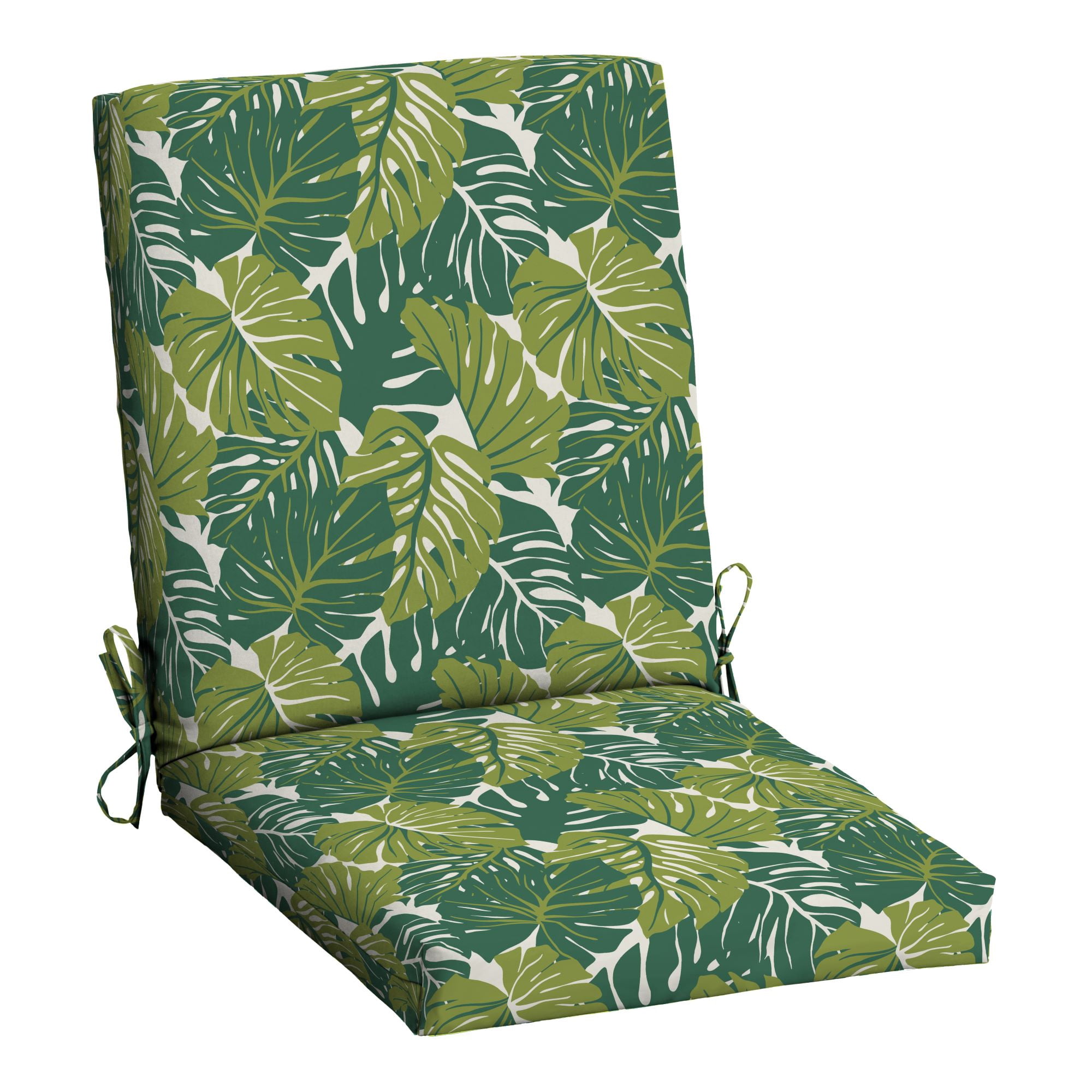 Mainstays 37"L x 19.5"W Green Leaf 1 Piece Rectangle Outdoor Chair Cushion