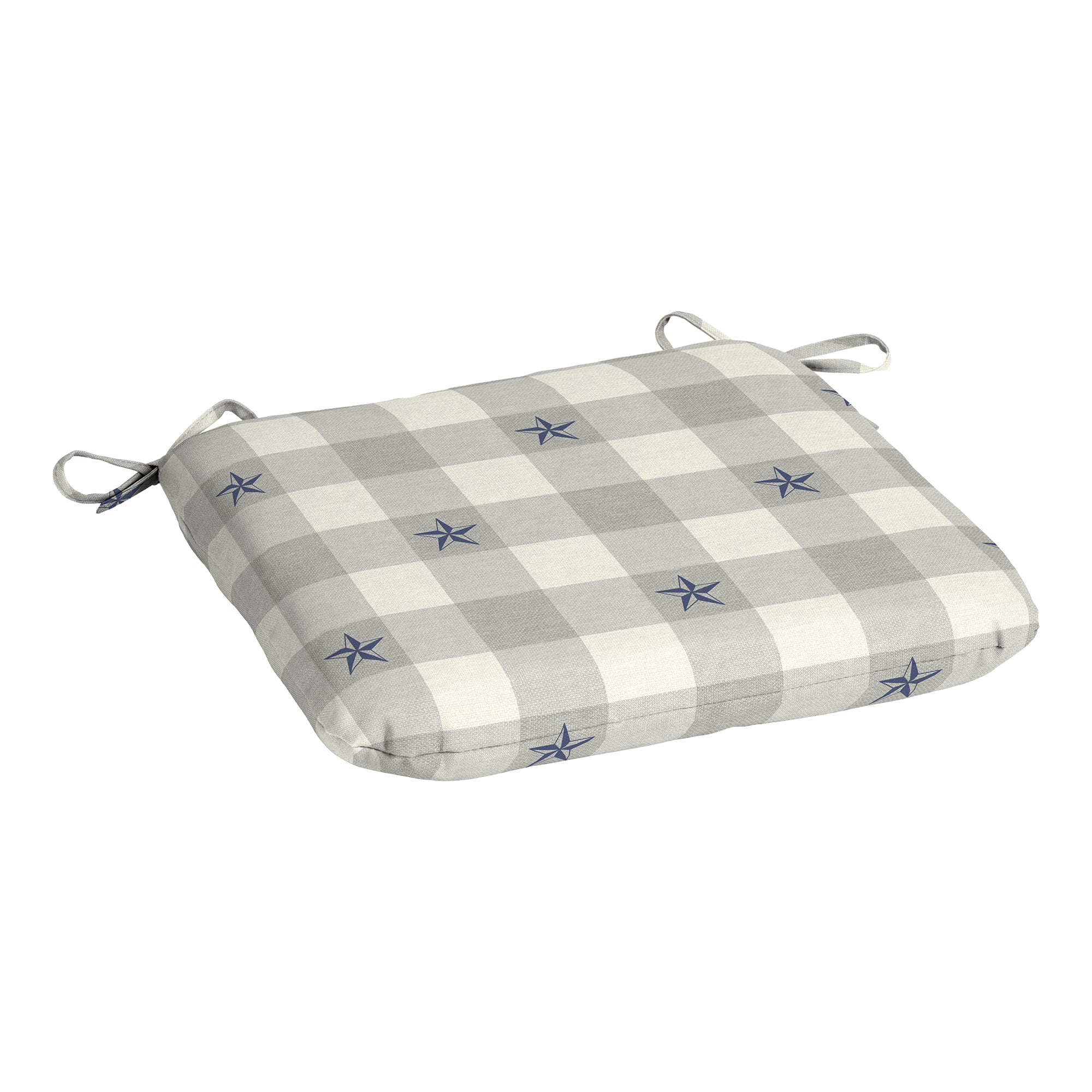 Mainstays 15.5"D x 17"W Tan Texas Gingham Rectangle Outdoor Seat Pad (1 Pack)