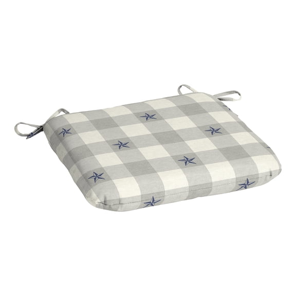 Mainstays 15.5"D x 17"W Tan Texas Gingham Rectangle Outdoor Seat Pad (1 Pack)