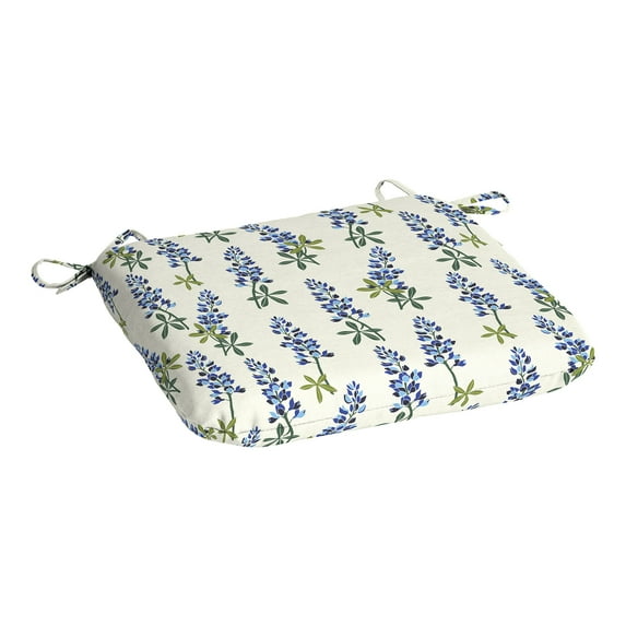 Mainstays 15.5"D x 17"W Texas Blue Bonnet Rectangle Outdoor Seat Pad (1 Pack)