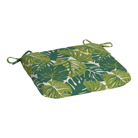 Mainstays 15.5"D x 17"W Green Leaf Rectangle Outdoor Seat Pad (1 Pack)