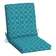 Mainstays Teal Diamond Geo Rectangle Outdoor Chair Cushion, 1 Piece, 37 in x 19.5 in x 3.5 in