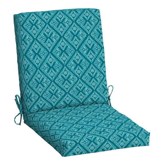 Mainstays 37"L x 19.5"W Teal Diamond Geo 1 Piece Rectangle Outdoor Chair Cushion
