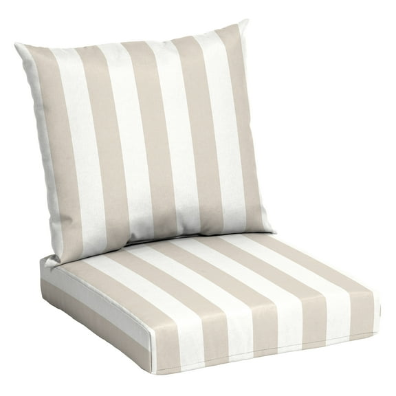 Mainstays 45"L x 22.75"W Tan Cabana Stripe Rectangle Outdoor 2-Piece Deep Seat Cushion