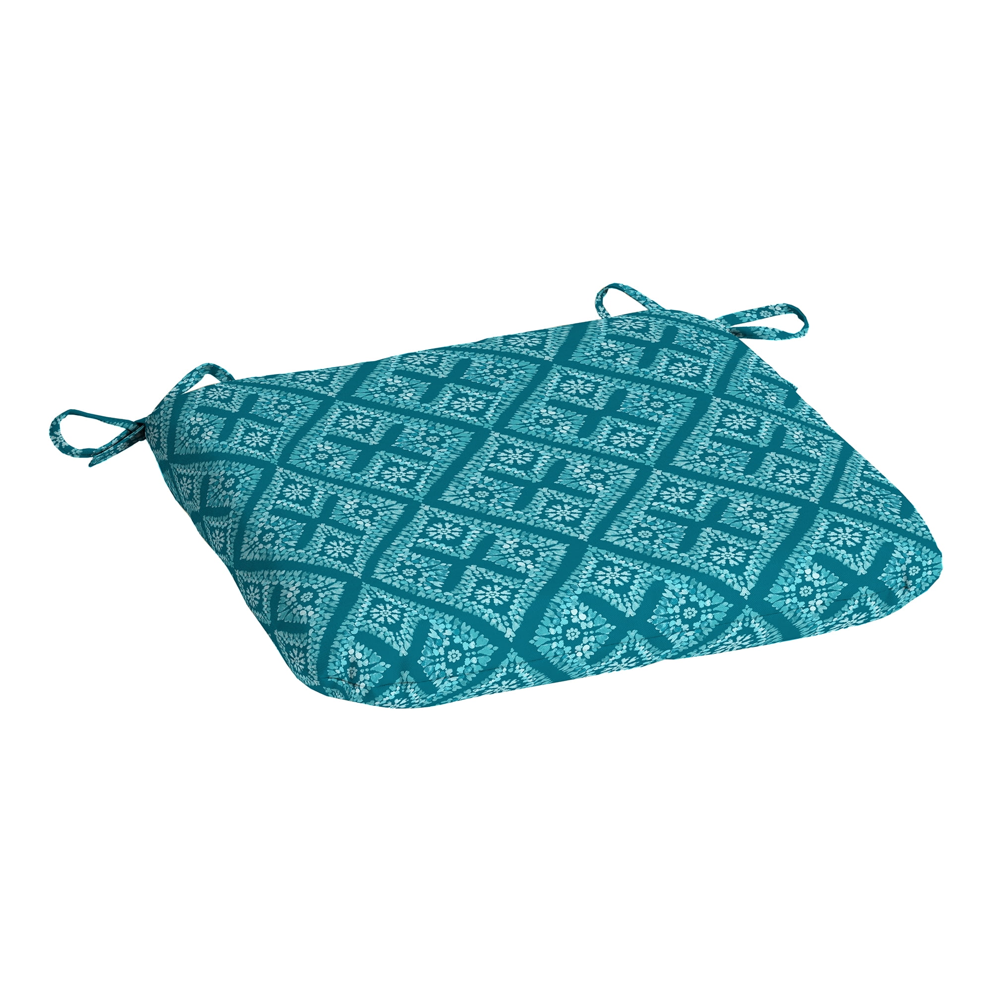 Mainstays 15.5"D x 17"W Teal Diamond Geo Rectangle Outdoor Seat Pad (1 Pack)