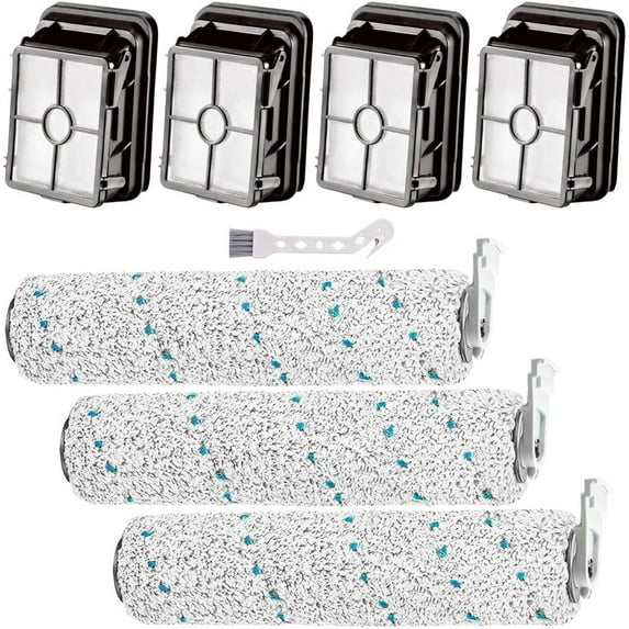 Replacements Parts for Bissell CrossWave Max 2554 2590 2593 2596 for HydroSteam 35151 3515 35152 3513 3518 Vacuums,3 Multi-Surface Brush Rolls and 4 Hepa Filters