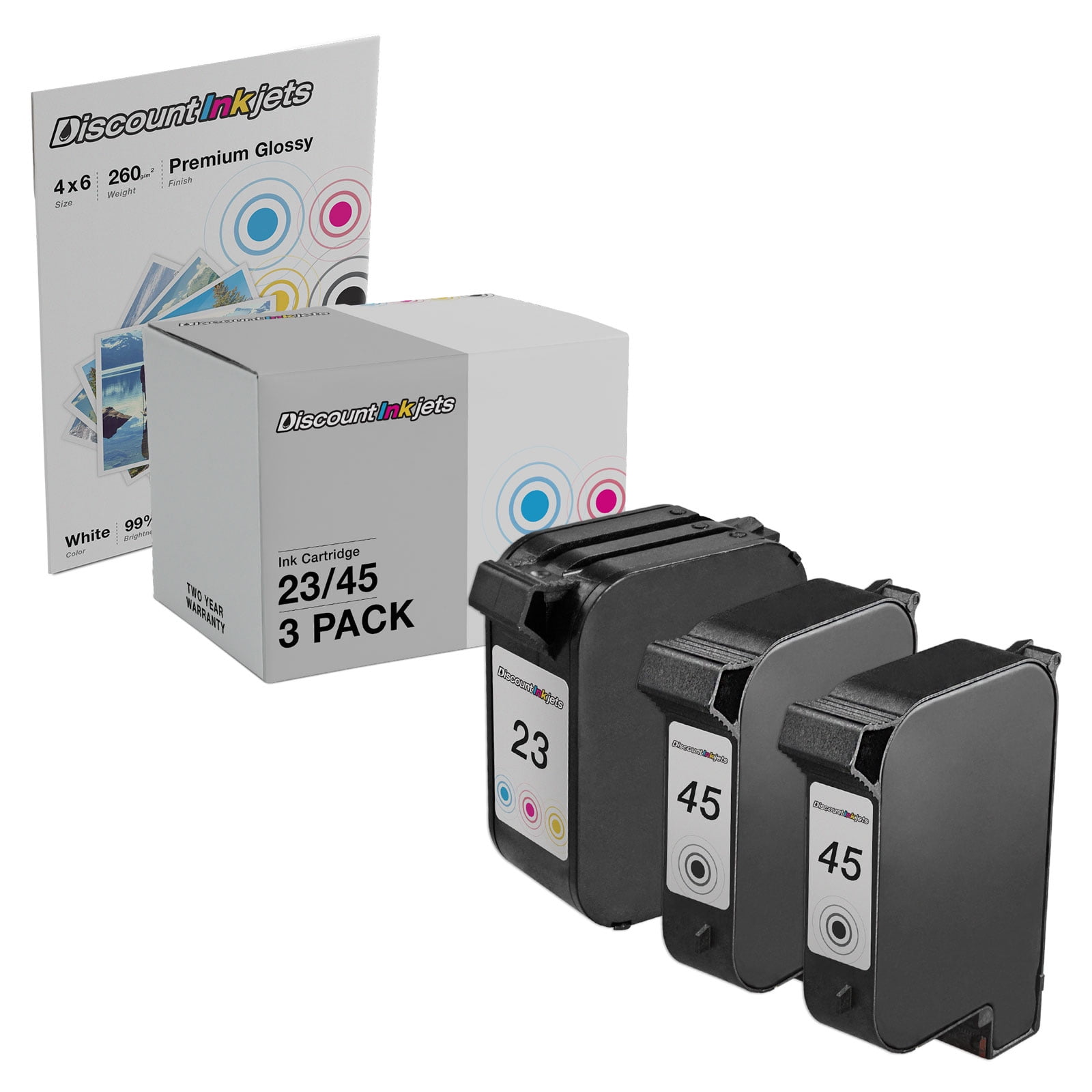 Replacements for HP 45 Black 51645A 23 C1823D Ink Cartridges 2 B, 1 Color Compatible with Color Copier and DeskJet models