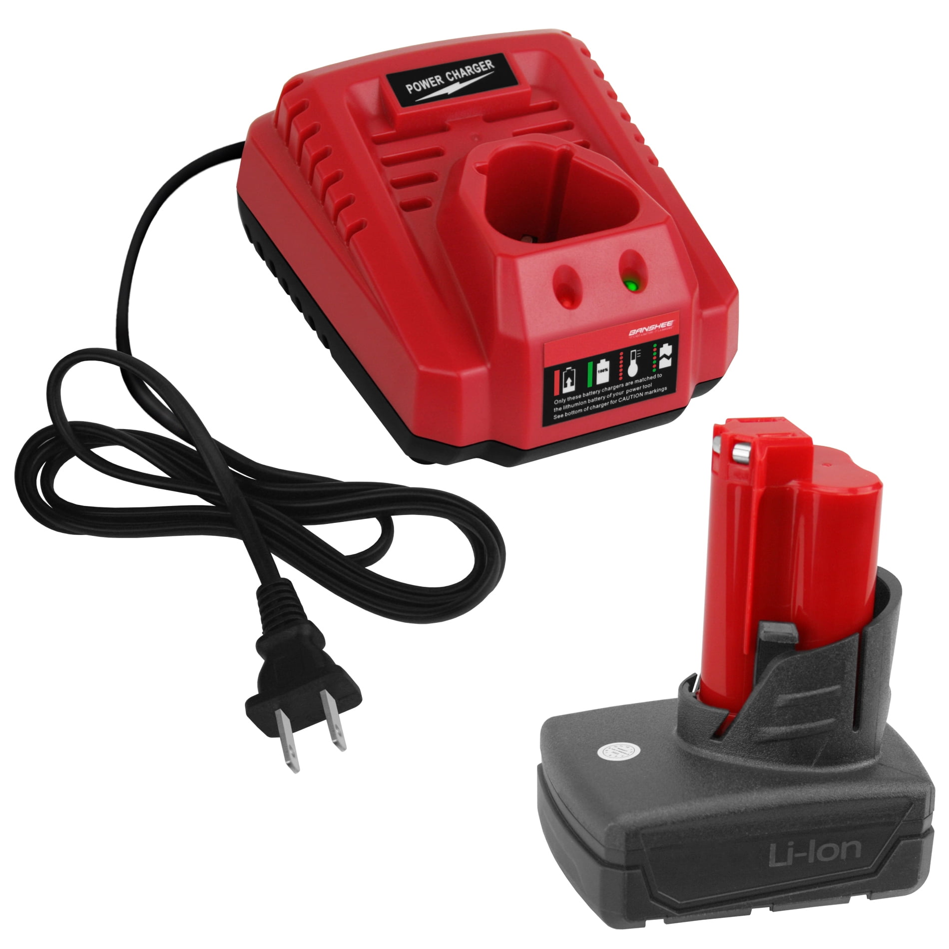 Replaces Milwaukee M12 12V 5 Ah Liion Battery 48112401 & Charger 48