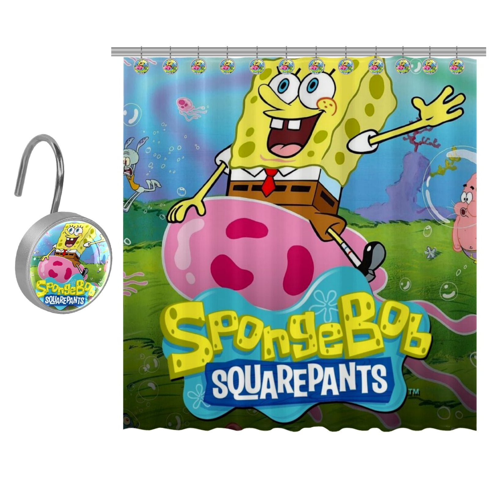 Replar SpongeBob SquarePants Waterproof Polyester Shower Curtain with