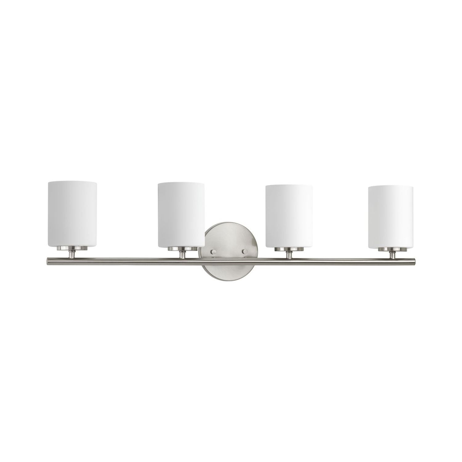 Brushed Nickel 4-Light Dimmable Vanity Fixture with Etched Glass Shades