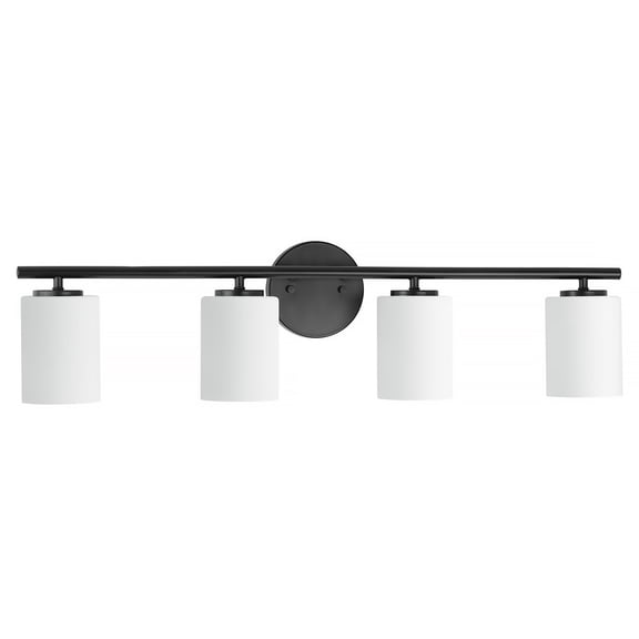 Replay Collection Four-Light Black Etched Glass Modern Bath Vanity Light