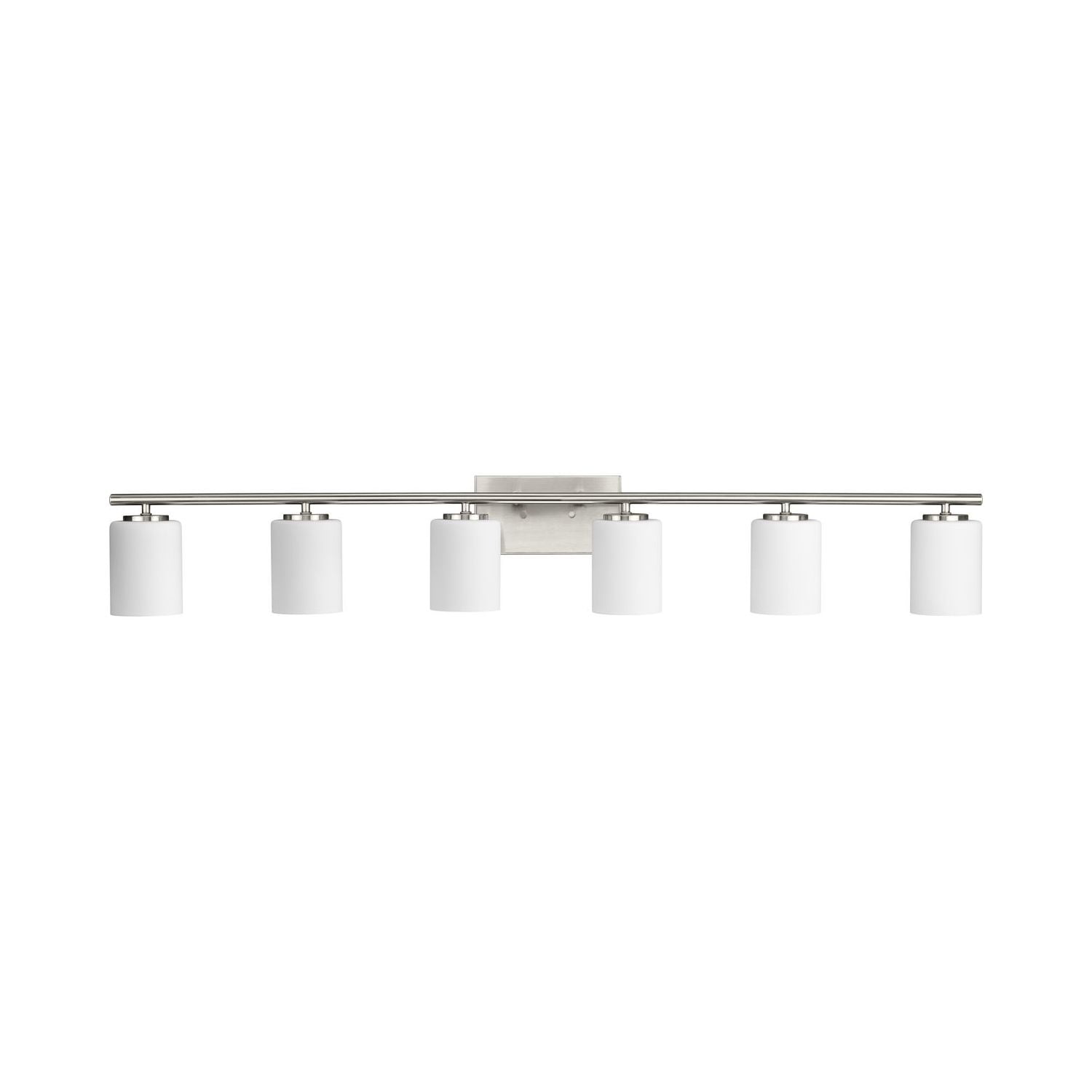 Replay Collection 48" Brushed Nickel 6-Light Bath Vanity with Etched Glass Shades
