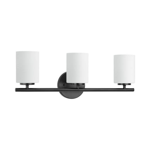 Replay Collection Three-Light Black Etched Glass Modern Bath Vanity Light