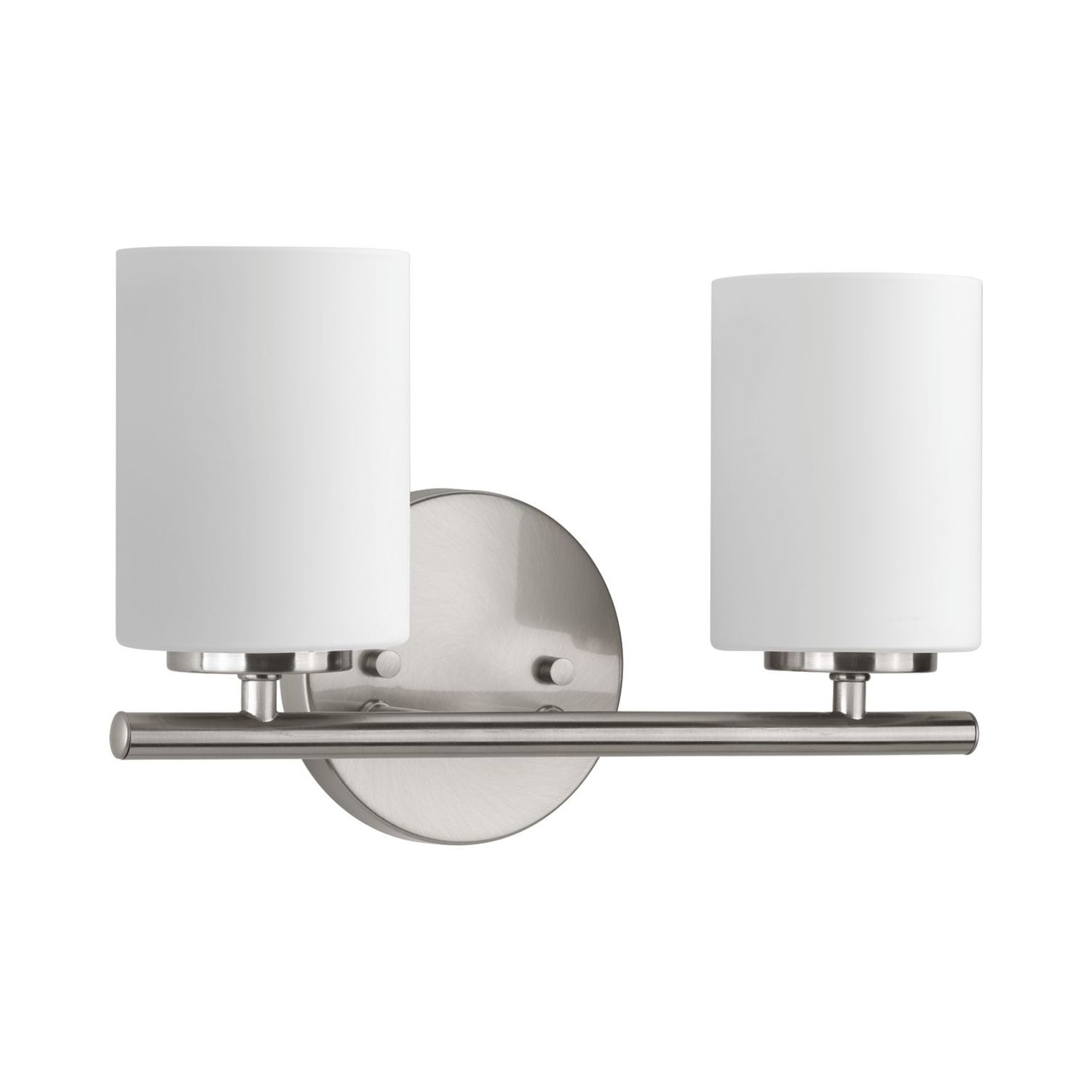 Brushed Nickel 2-Light Bath Vanity with Porcelain Shades
