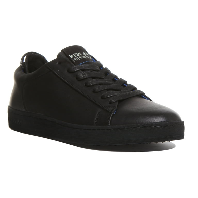 Replay Erik Women's Oiled Leather Lace Up Casual Sneakers In Black