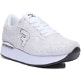 thumbnail image 1 of Replay Halen Women's Lace Up Glitter Synthetic Platform Trainers In White Size 6, 1 of 6