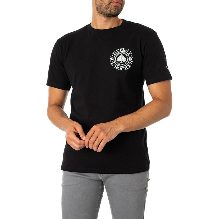 Club Replay T-Shirt, Black Motorcycle Hollywood