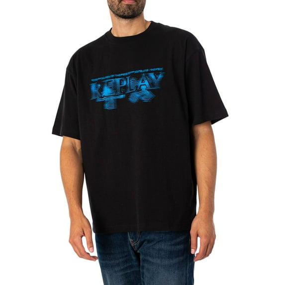 Replay Logo Graphic T-Shirt, Black
