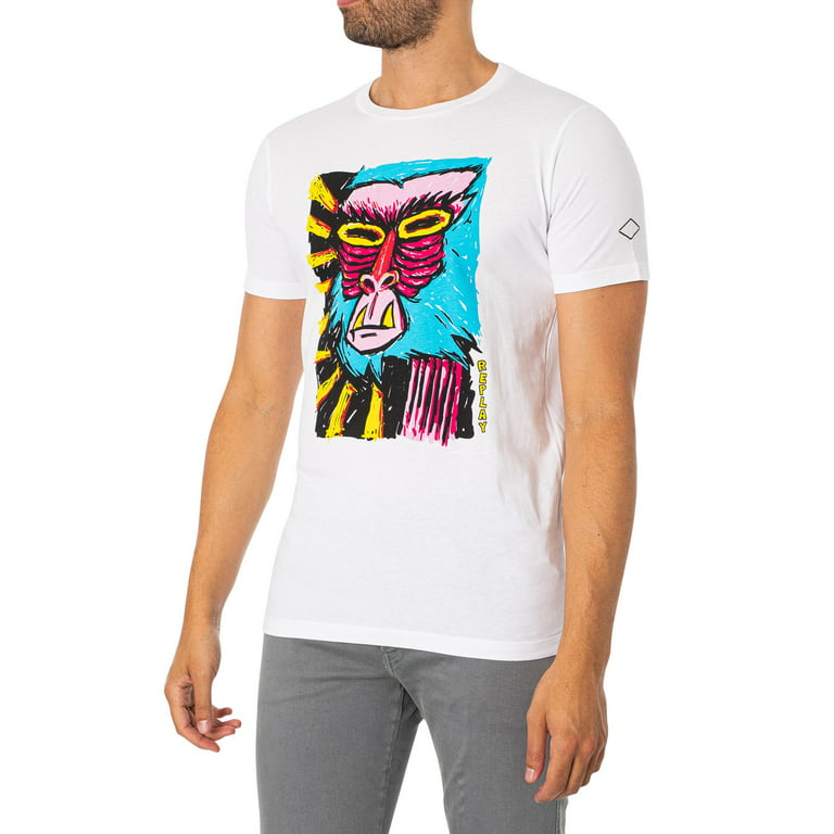 Replay Monkey Graphic T-Shirt, White