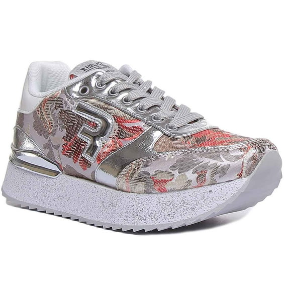 Replay Redbank R Logo Women's Platform Sole Lace Up Sneakers In Beige Size 8