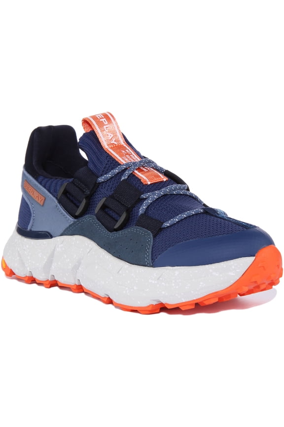 Replay Split Air Men's Lace Up Synthetic Trainers In Navy Size 11.5
