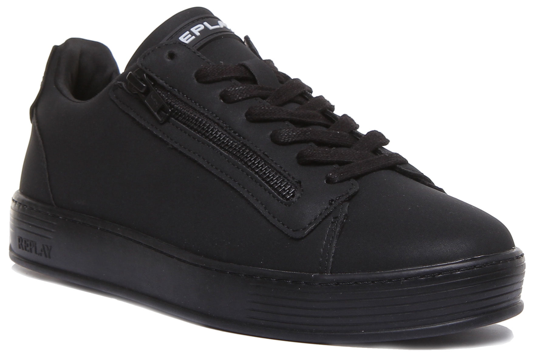Replay Wilhot Men's Lace Up Side Zip Synthetic Low Top Sneakers In Black  Size 10