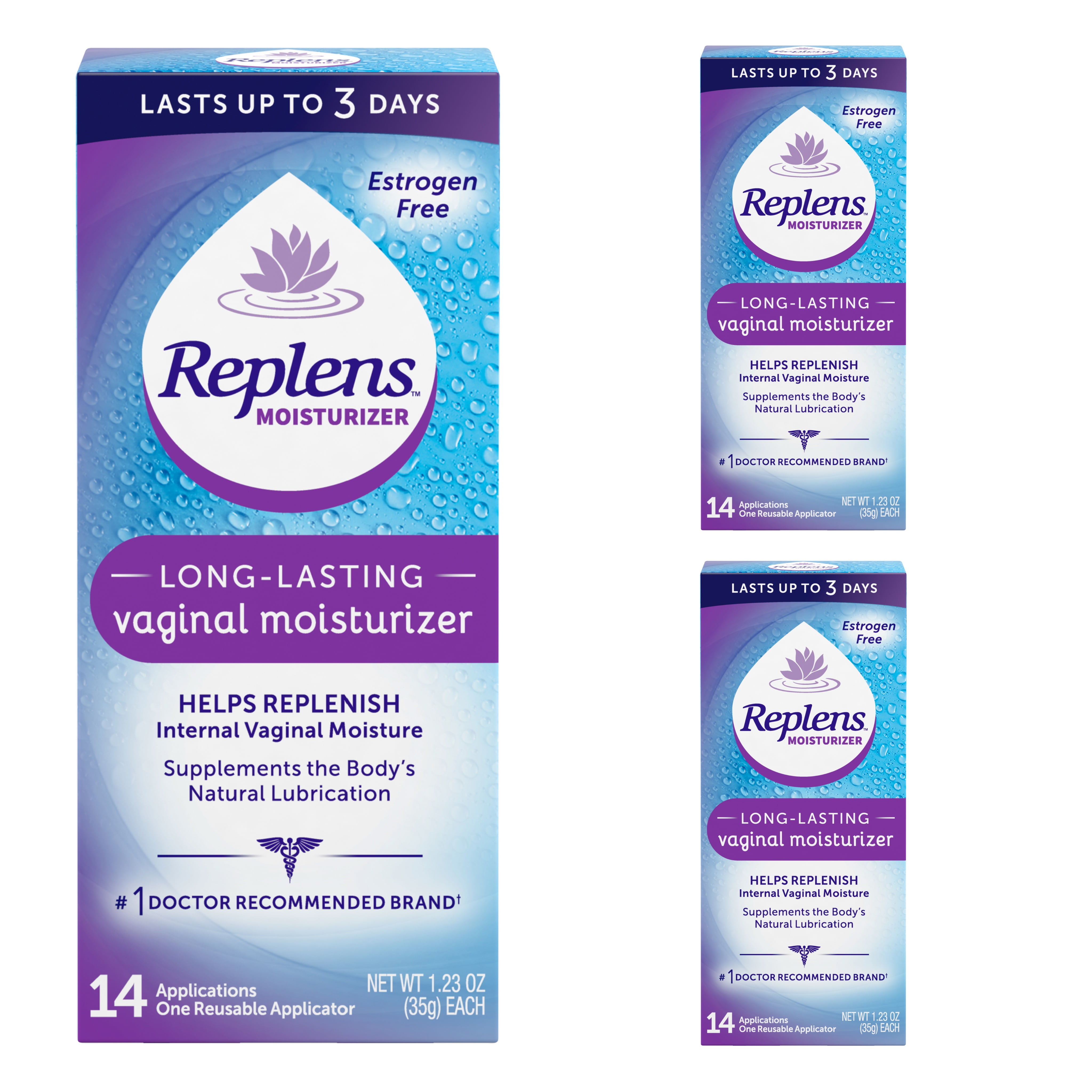 Replens Long Lasting Vaginal Moisturizer 14 Applications - 35g Ea (Pack of  3) 
