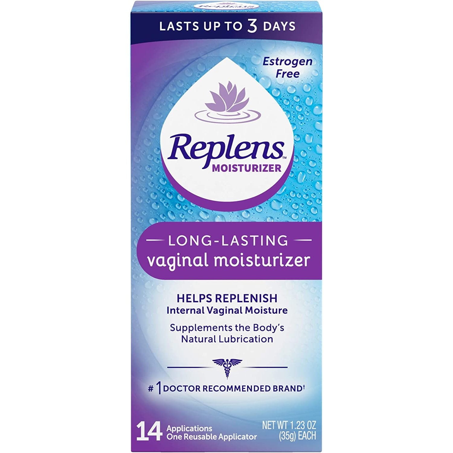 Replens Long-Lasting Vaginal Moisturizer, 14ct with reusable applicator