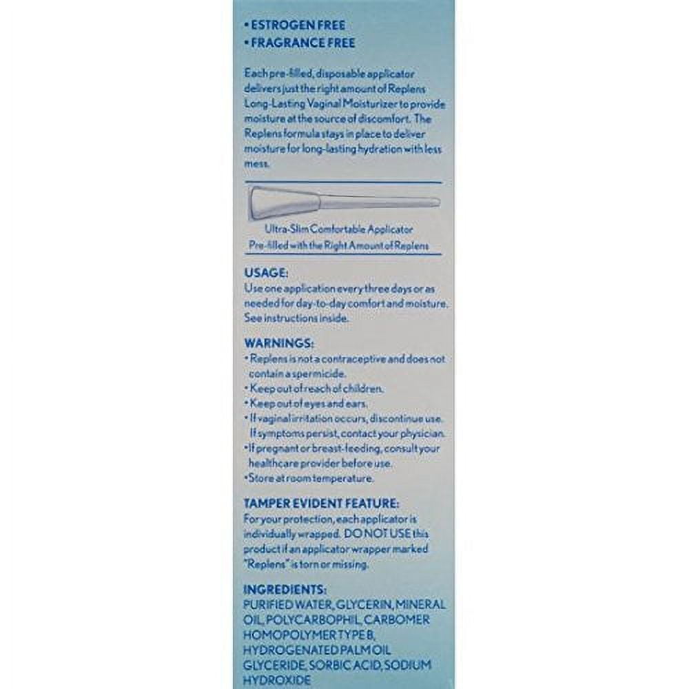 Replens Long Lasting Vaginal Moisturizer, 8 Ct, 0.24 Oz, 4 Pack