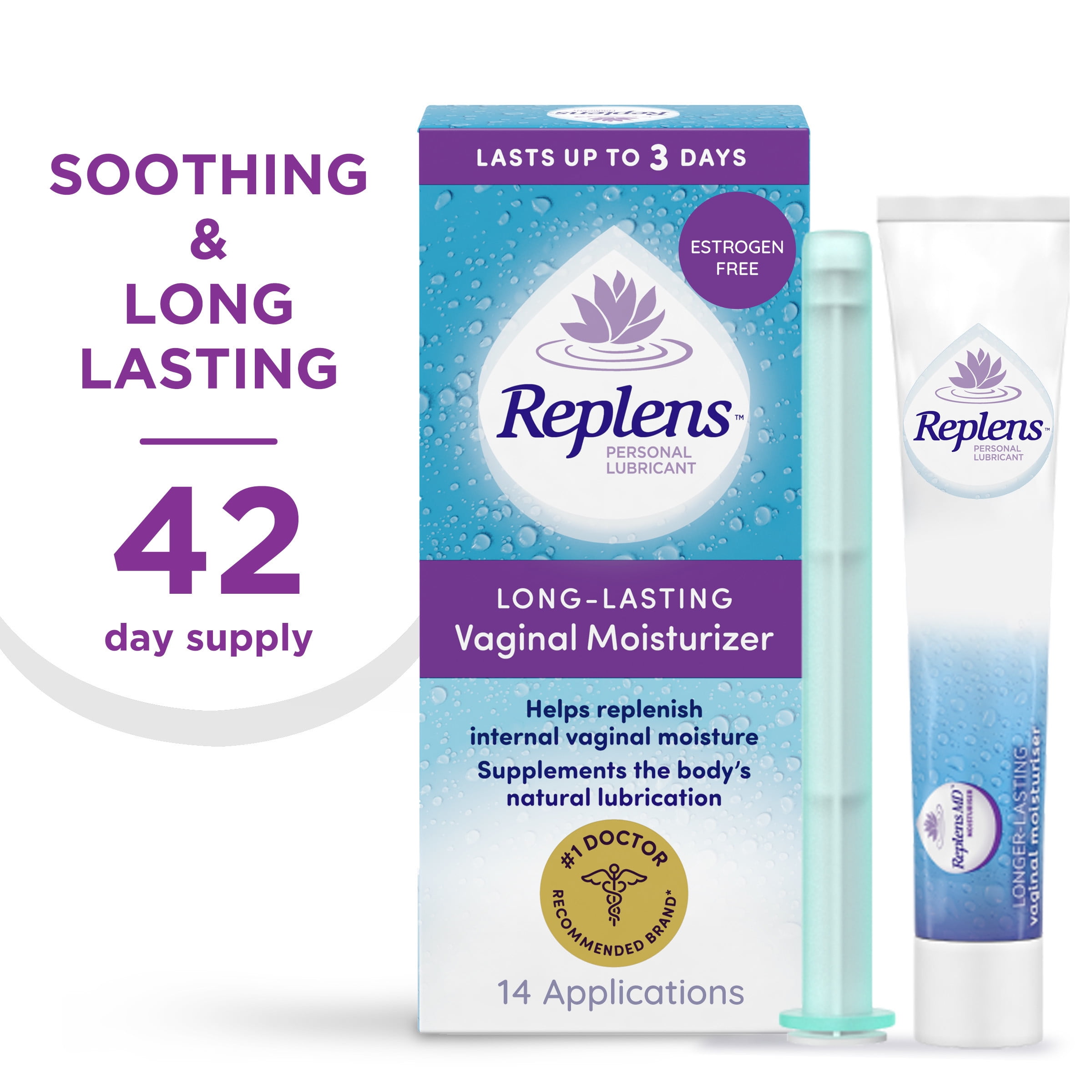 Replens LongLasting Vaginal Moisturizer Gel with Reusable Applicator, 14 Count
