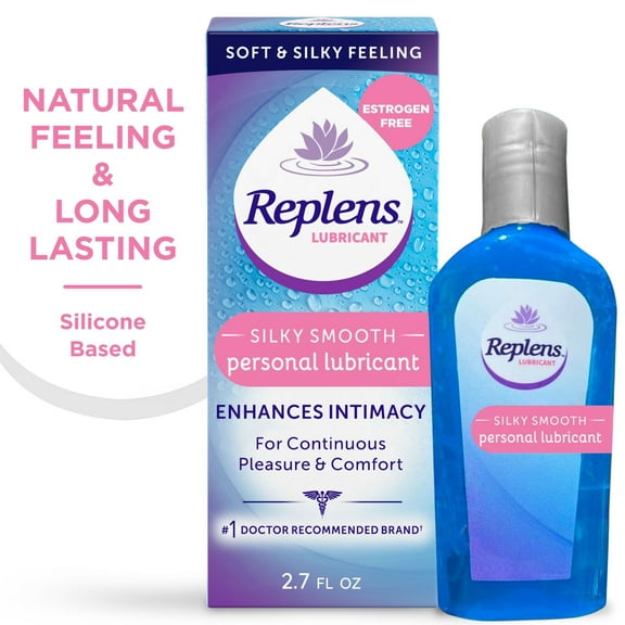 Replens Silky Smooth Personal Lubricant, Fragrance-Free Silicone Vaginal Lube, 2.7 oz