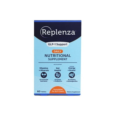 Replenza GLP-1 Support, Daily Nutritional Supplement, 22 Essential Nutrients, Promotes Gut Health and Cellular Energy, 60 Tablets